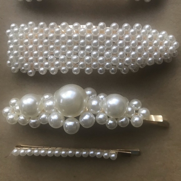 4 Faux Pearl Oversized Embellished Hair Pins Clips - Picture 2 of 4